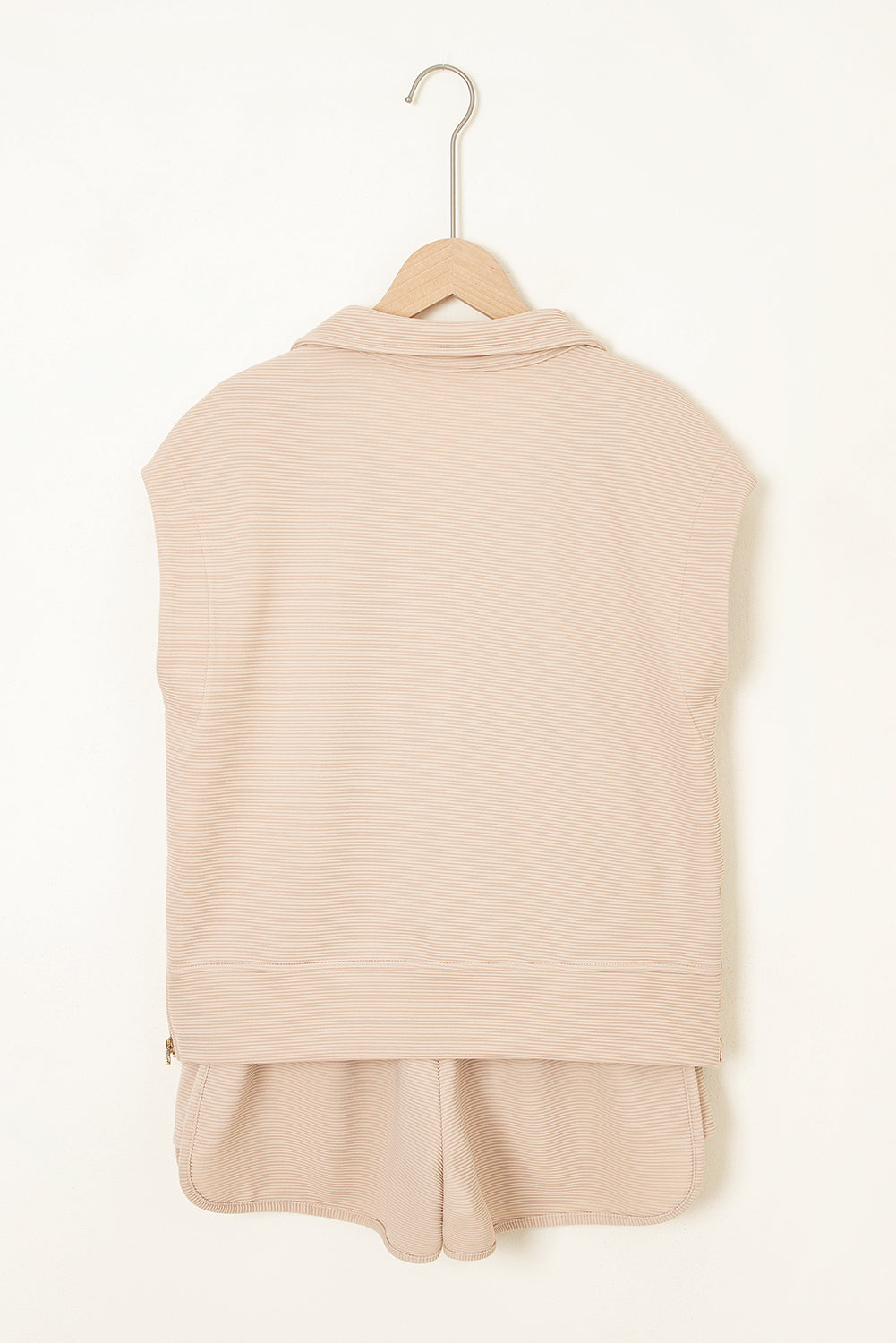 Textured Half-Zip Top & Drawstring Shorts Set