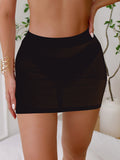 Solid Color White Fishnet Skirt Sexy Beach Cover Up Swimsuit for Women